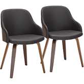Bacci Dining Accent Chair in Walnut Wood & Brown Leatherette (Set of 2)